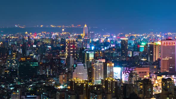 time lapse of city night view in Taipei, Taiwan