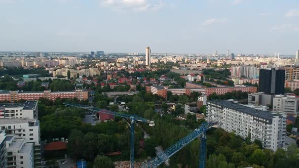 Aerial shot of cranes