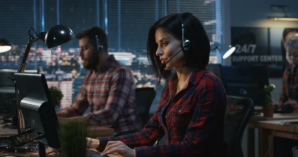 Young Woman Working at a Call Center