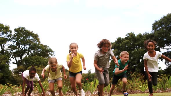 Kids having race in park