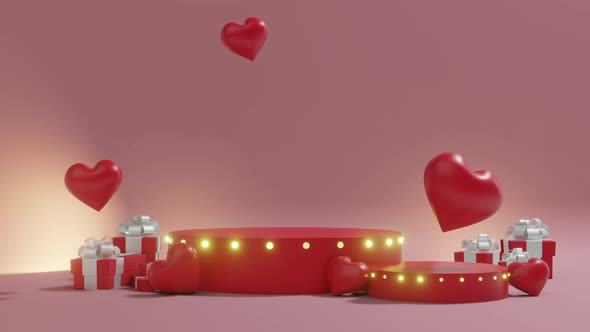 Podium Product Placement Valentines Day With Lights Blub