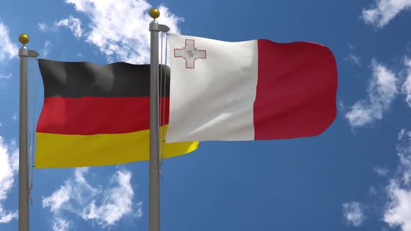 Germany Flag Vs Malta On Flagpole