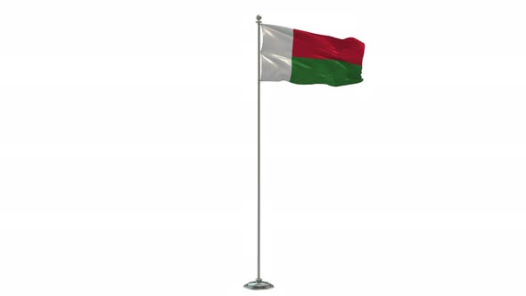 Madagascar   loop 3D Illustration Of The Waving Flag On Long  Pole With Alpha