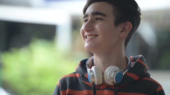 Young Handsome Iranian Teenage Boy in the Streets Outdoors