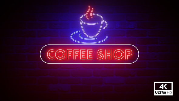 Coffee Shop Neon Sign Flickering Neon Light Animation