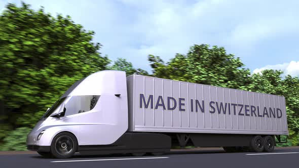 Modern Truck with MADE IN SWITZERLAND Text on the Side