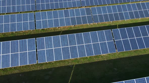 Modern photovoltaic cells lined up on the lawn