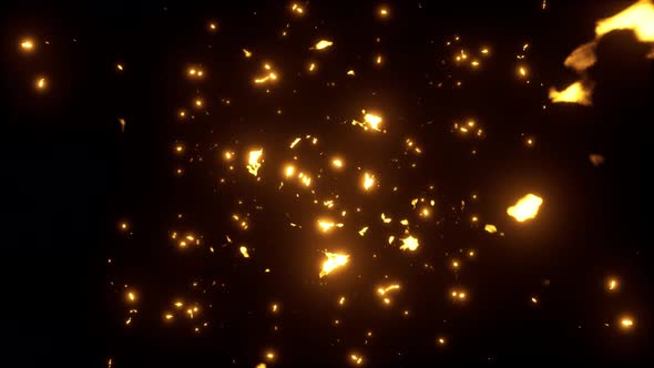 Fire Flake Particles Blowing In The Wind 4K 02