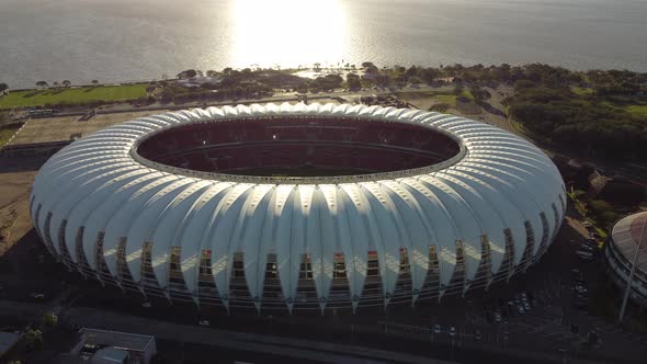 Sunset at Sports centre stadium at Porto Alegre Rio Grande do Sul Brazil.