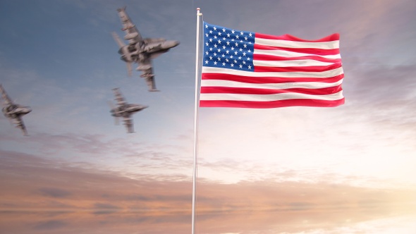 USA Flag With Air Force 