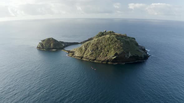 Aerial view of Ilheu da Vila island, Azores islands, Portugal.