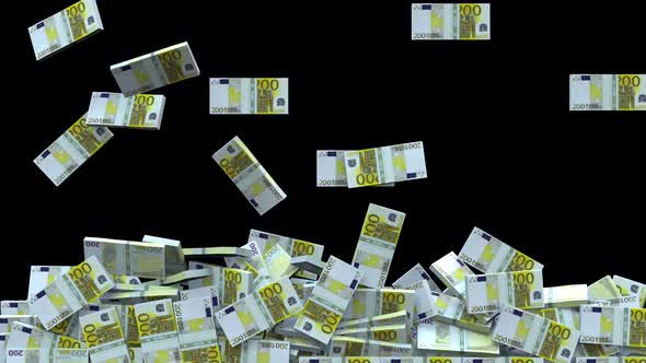 Stacked Bundles Of 200 Euro Bills Fill Screen Overlay