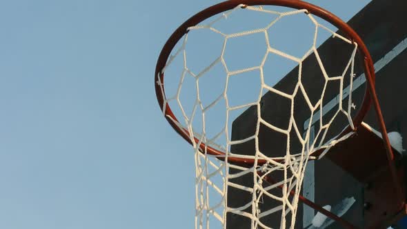 basketball hoop bottom up panorama