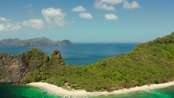 Tropical Island with Sandy Beach