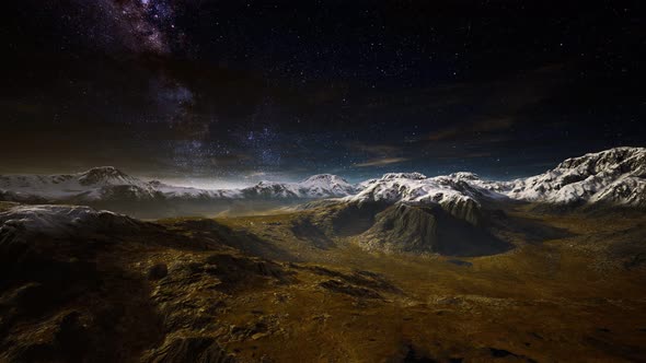 Himalaya Mountain with Star in Night Time