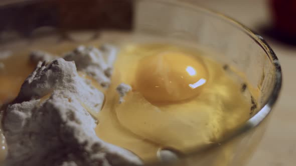 Close Up Process of Handmade Dough From Flour