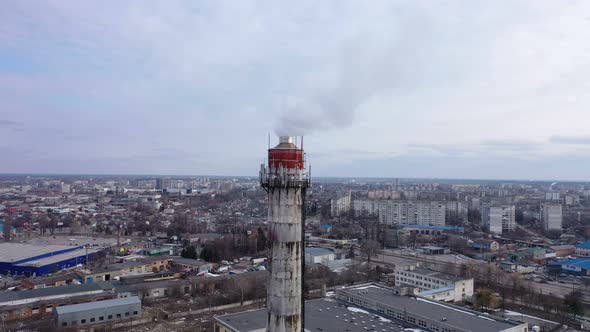 Rotation Old Pipe Heating Network Above City