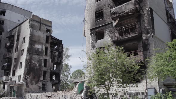 Borodyanka Ukraine  a Destroyed Building During the War Bucha District