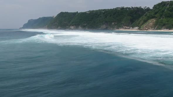 Ocean Surf Waves at High Tide in Indonesia Bali