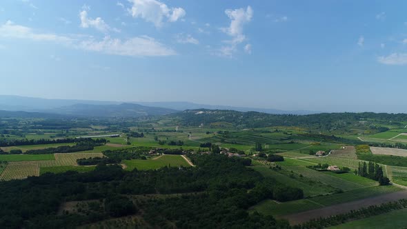 Alpilles natural park near Les Baux-de-Provence in France from the sky