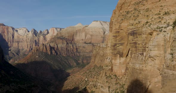 4K pan across the magnificent Zion Canyon in Utah
