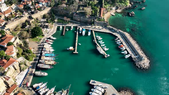 Old Seaport Aerial View Turkey Antalya 4 K