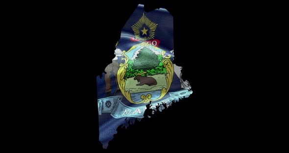 Maine state flag waving background. Alpha channel