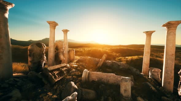 Old Roman Temple Ruins at Sunset alt