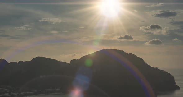 Time Lapse of Day Clouds Over the Wonderful Bay of Phi Phi Island Landscape with Boats