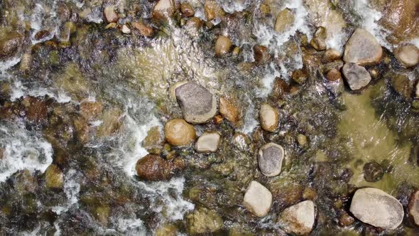 Aerial descending look water flow