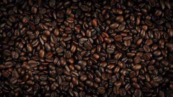 Coffee Beans Rotating Overhead Shot