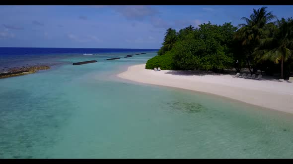 Aerial top view landscape of luxury coastline beach lifestyle by blue lagoon and clean sandy backgro