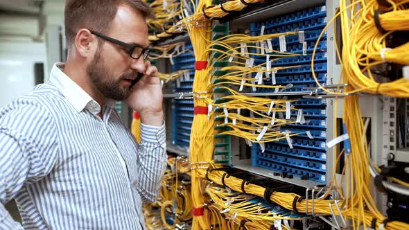 Engineer Working in Data Room