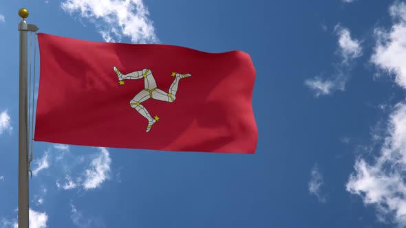 Isle Of Man Flag (Uk) On Flagpole