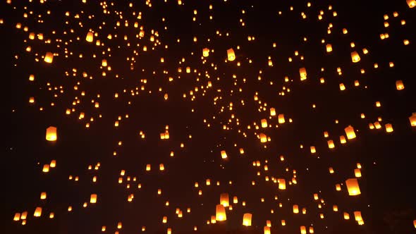 Loy krathong and Yi Peng Lanna ceremony. Traditional festival in Chiang mai, Thailand.