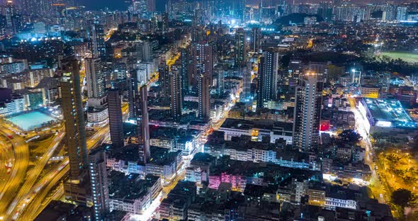 Timelapse of Hong Kong cityscape at night