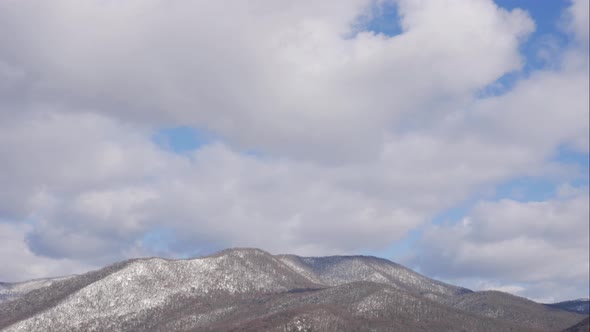 Blue Sky White Clouds Over Snow Mountains