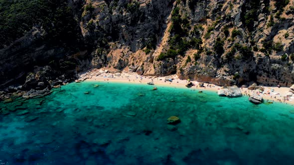 Golfo Di Orosei Sardina View From Above Stunning Aerial View of Beach Full of Beach Umbrellas and