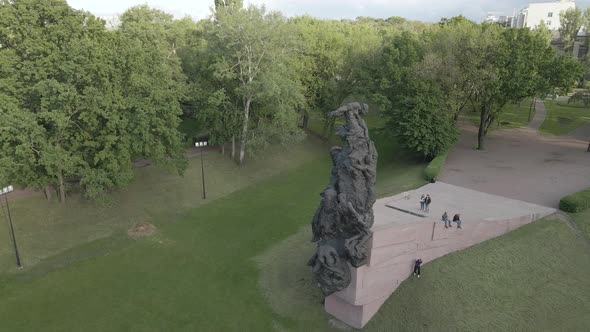 Kyiv, Ukraine: Babi Yar. Memorial Mass Murder of Jews. Aerial View, Flat,gray