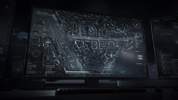 Surveillance Radar System Software Detects Target Object On A Road Junction Area alt