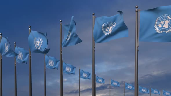 The UN Flags Waving In The Wind   2K