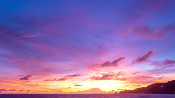 Time lapse of Majestic sunset or sunrise landscape Amazing light of nature cloudscape sky colorful