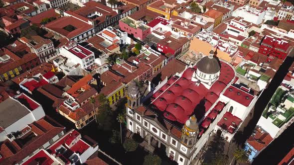 View From the Height on Cathedral and Townscape San Cristobal De La Laguna Tenerife Canary Islands