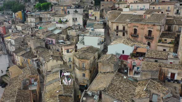 Bird's-eye View of the City of Ragusa. Island of Sicily Italy