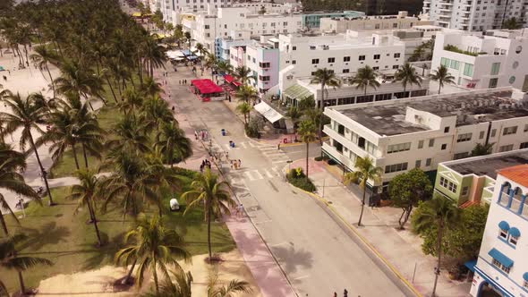Aerial Clip Miami Beach World Famous Ocean Drive