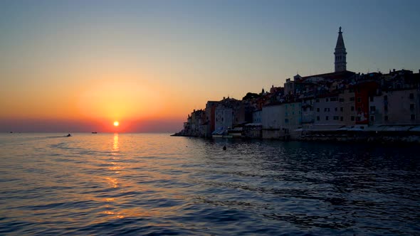 Sunset at Rovinj, Croatia in Panoramic View