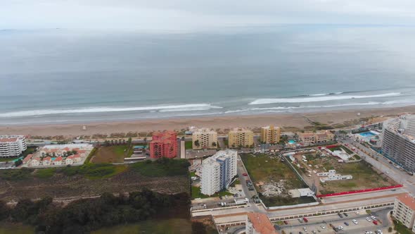 Coast, Pacific Ocean, Beach (La Serena, Chile) aerial view, drone footage