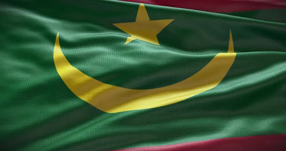 Mauritania national flag background motion graphic looped 4K
