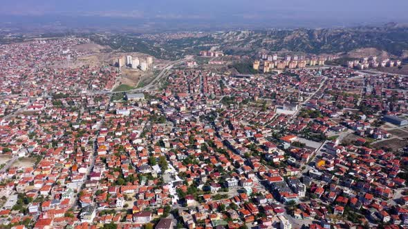 Aerial View of Picturesque Townscape on a Summer Sunny Day