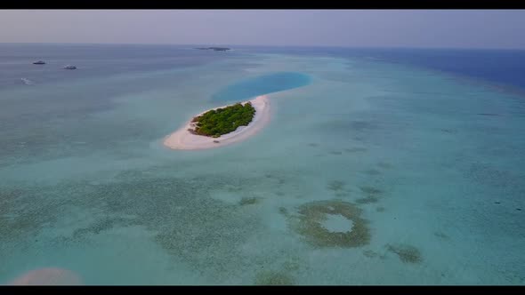 Aerial drone shot travel of paradise coastline beach time by turquoise ocean with white sand backgro